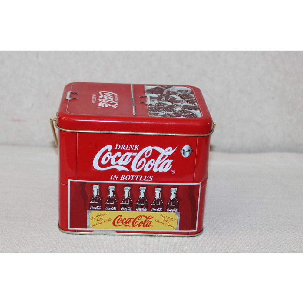 Vintage Coca-Cola Tin Box Red Metal Storage Container Drink Coca Cola In Bottles